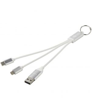 Câble de charge 4 en 1 porte-clés en aluminium recyclé personnalisé Metal