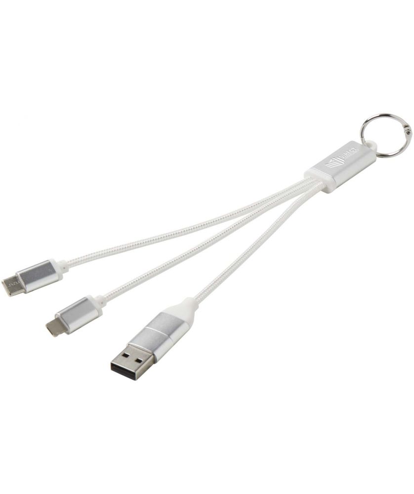 Câble de charge 4 en 1 porte-clés en aluminium recyclé personnalisé Metal