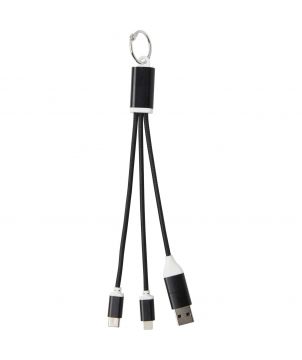 Câble de charge 4 en 1 porte-clés en aluminium recyclé personnalisé Metal Porte-clés publicitaire