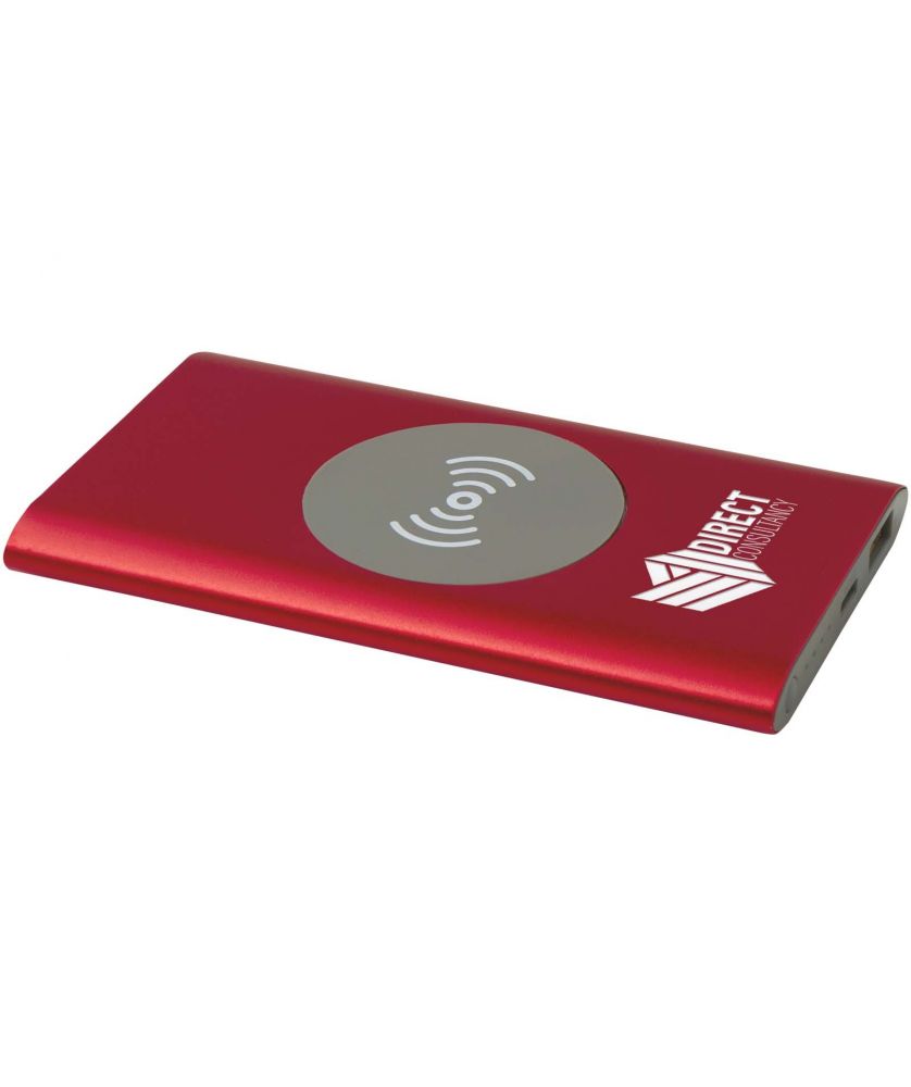 Batterie externe sans fil USB-C 4 000 mAh en aluminium recyclé personnalisée Juice Chargeurs et Batteries publicitaire