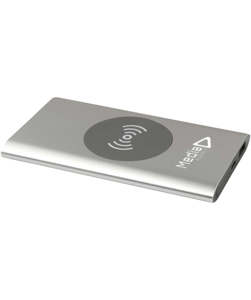 Batterie externe sans fil USB-C 4 000 mAh en aluminium recyclé personnalisée Juice Chargeurs et Batteries publicitaire