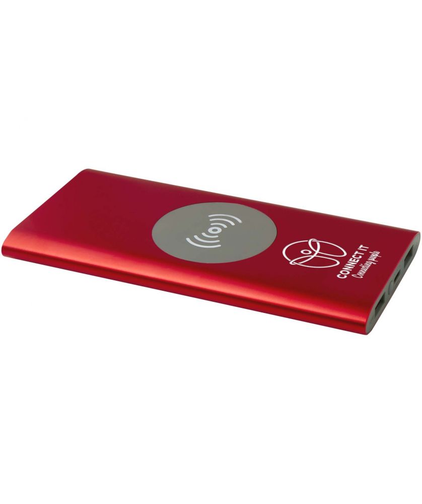Batterie externe sans fil USB-C 8 000 mAh en aluminium recyclé personnalisée Juice Chargeurs et Batteries publicitaire