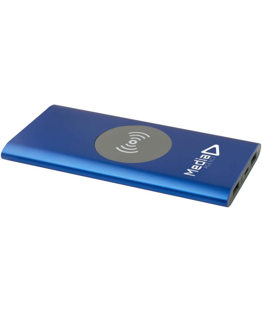 Batterie externe sans fil USB-C 8 000 mAh en aluminium recyclé personnalisée Juice Chargeurs et Batteries publicitaire