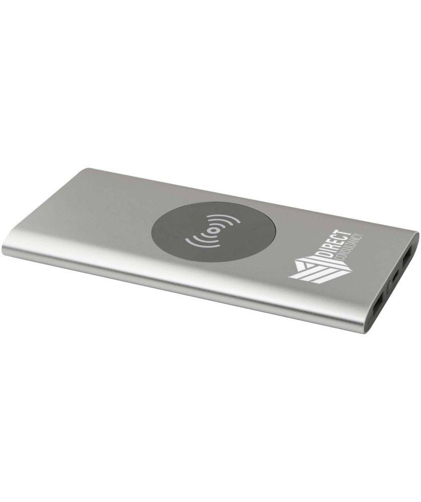 Batterie externe sans fil USB-C 8 000 mAh en aluminium recyclé personnalisée Juice Chargeurs et Batteries publicitaire