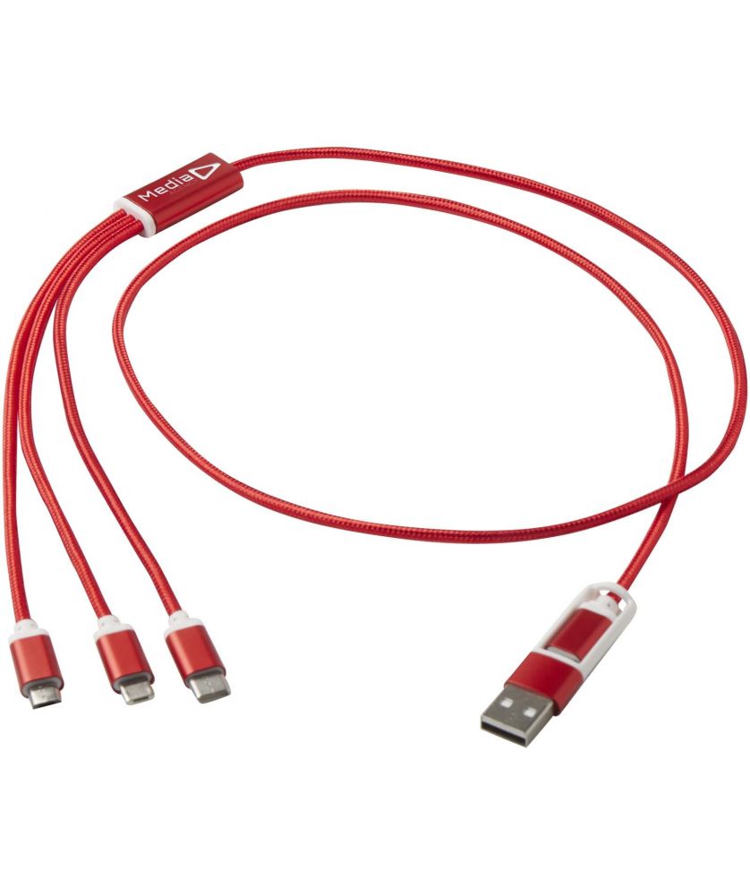 Câble de charge 5 en 1 en aluminium recyclé personnalisé Versatile Accessoires de téléphonie publicitaire