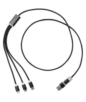 Câble de charge 5 en 1 en aluminium recyclé personnalisé Versatile Accessoires de téléphonie publicitaire