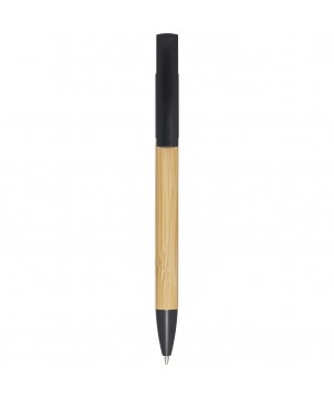 Stylo support téléphone en bambou personnalisé Delfina (encre bleue) Stylos publicitaire