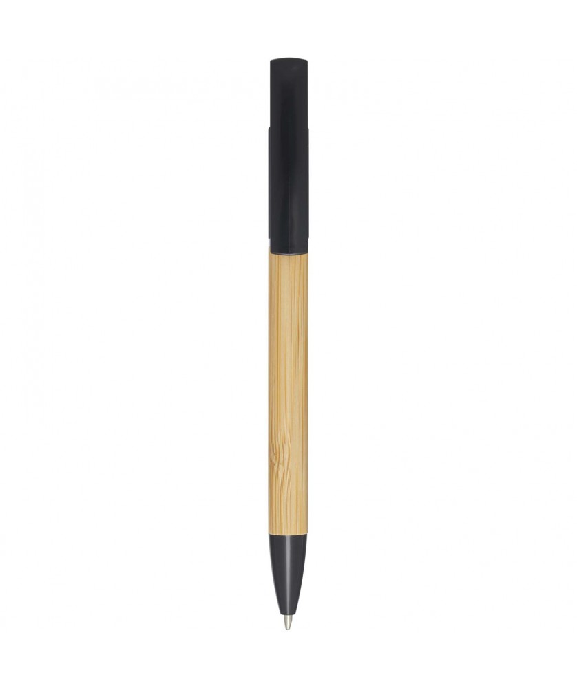 Stylo support téléphone en bambou personnalisé Delfina (encre bleue) Stylos publicitaire