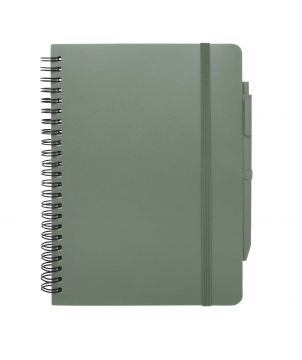 Carnet A5 en plastique océanique avec stylo personnalisé Thalaasa (encre noire) Carnets publicitaire