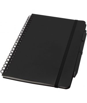 Carnet A5 en plastique océanique avec stylo personnalisé Thalaasa (encre noire) Carnets publicitaire
