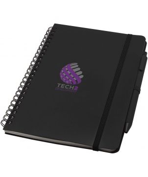 Carnet A5 en plastique océanique avec stylo personnalisé Thalaasa (encre noire) Carnets publicitaire