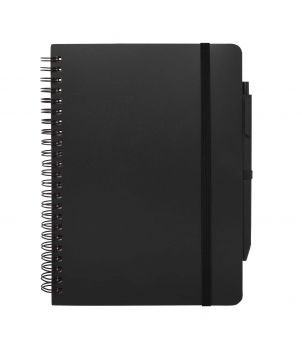 Carnet A5 en plastique océanique avec stylo personnalisé Thalaasa (encre noire) Carnets publicitaire