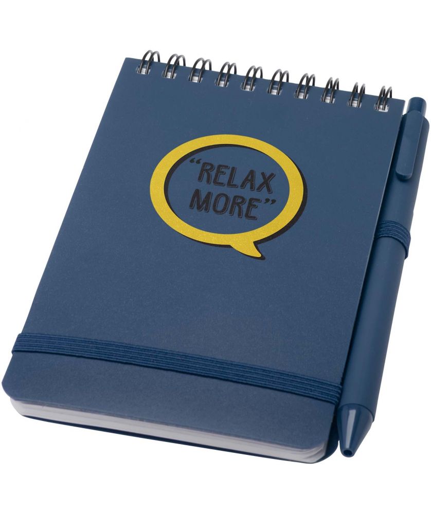 Carnet A6 en plastique océanique avec stylo personnalisé Thalaasa (encre noire) Carnets publicitaire
