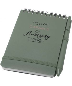 Carnet A6 en plastique océanique avec stylo personnalisé Thalaasa (encre noire)