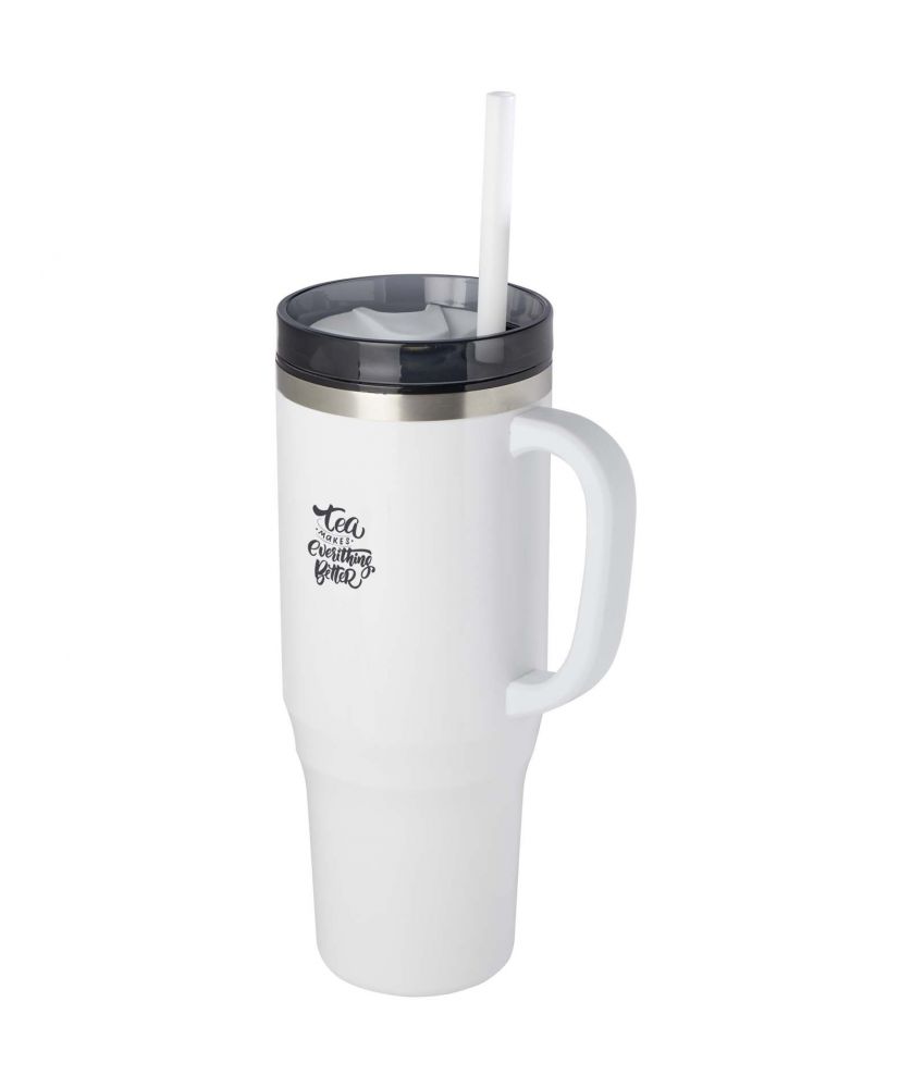 Mug isotherme personnalisé inox recyclé 1,2 L Melbourne paille Mugs isothermes publicitaire