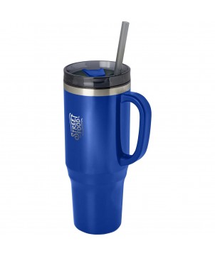 Mugs isothermes - Mug isotherme Melbourne 1200 ml certifié RCS avec paille | PRINTECOM
