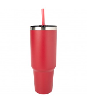 Mugs isothermes - Mug Sydney 1200 ml double paroi certifié RCS avec isolation par le vide et couche de cuivre avec paille | PRINTECOM