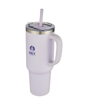 Mug isotherme personnalisé inox recyclé 1,2 L Sydney paille Mugs isothermes publicitaire