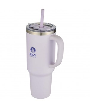 Mugs isothermes - Mug Sydney 1200 ml double paroi certifié RCS avec isolation par le vide et couche de cuivre avec paille | PRINTECOM