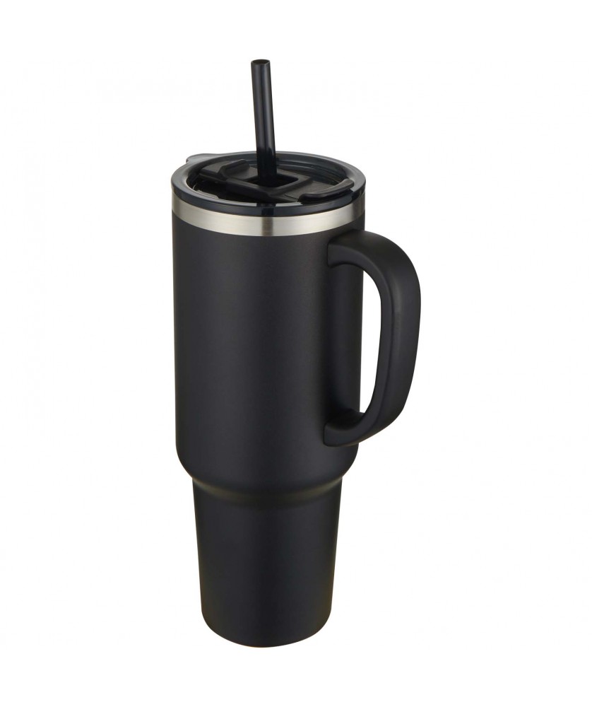 Mugs isothermes - Mug Sydney 1200 ml double paroi certifié RCS avec isolation par le vide et couche de cuivre avec paille | PRINTECOM