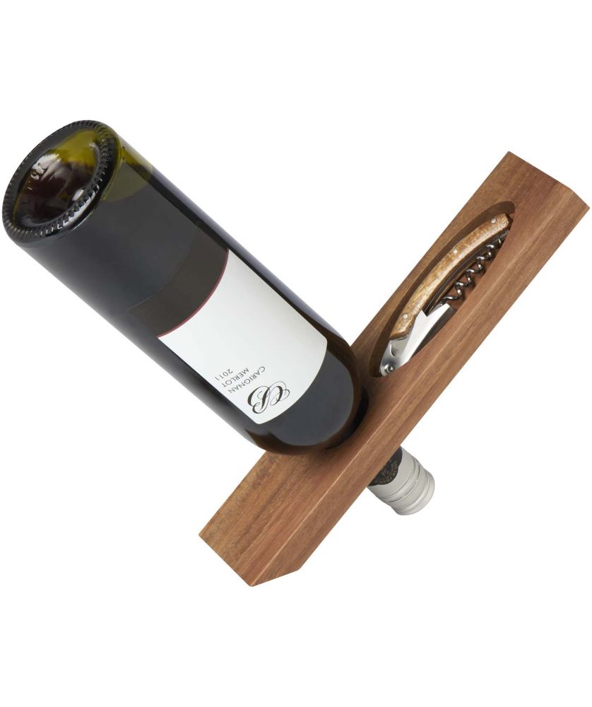 Ensemble porte-bouteilles et sommelier en acacia personnalisé Vino Ustensiles de cuisine publicitaire