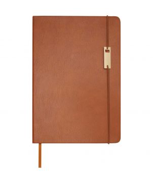 Ensemble carnet A5, stylo bille et roller en laiton recyclé personnalisé Legato Carnets publicitaire