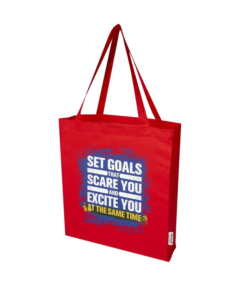 Tote bag coton recyclé GRS à soufflet personnalisé 140 g 12 L Madras Sacs Shopping et Tote Bags publicitaire