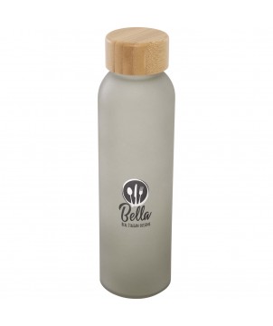 Bouteilles et gourdes - Bouteille en verre sodocalcique mat Lume de 500 ml avec couvercle en bambou | PRINTECOM