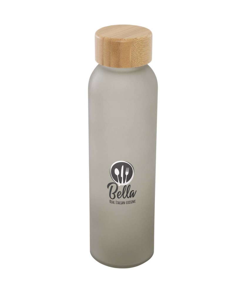 Bouteilles et gourdes - Bouteille en verre sodocalcique mat Lume de 500 ml avec couvercle en bambou | PRINTECOM