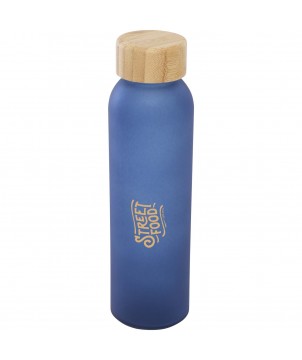 Bouteilles et gourdes - Bouteille en verre sodocalcique mat Lume de 500 ml avec couvercle en bambou | PRINTECOM