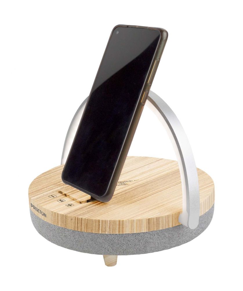 Enceinte Bluetooth 4 en 1 10 W avec LED et charge sans fil personnalisée Prixton Audio et Vidéo publicitaire