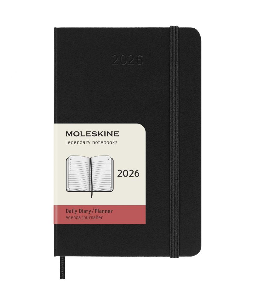Agenda de poche quotidien 12 mois 2026 à couverture rigide Moleskine Carnets publicitaire