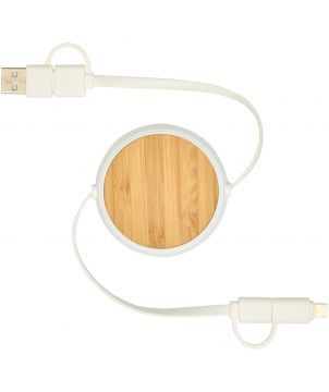 Câble rétractable 5 en 1 100 cm en plastique recyclé personnalisé Chechia 45 W Accessoires de téléphonie publicitaire