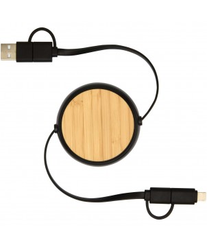 Accessoires de téléphonie - Câble rétractable 5 en 1 Chechia de 100 cm en plastique recyclé pour la synchronisation des données et la charge rapide de 45 W | PRINTECOM