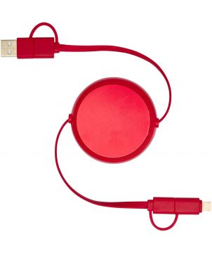 Câble rétractable 5 en 1 100 cm en aluminium et plastique recyclés personnalisé Alasia 45 W