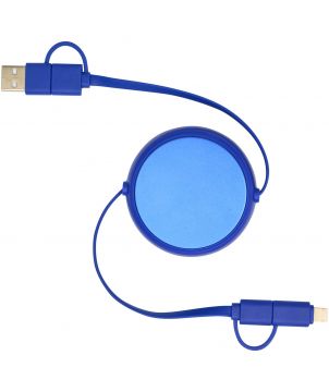 Câble rétractable 5 en 1 100 cm en aluminium et plastique recyclés personnalisé Alasia 45 W Accessoires de téléphonie publici...