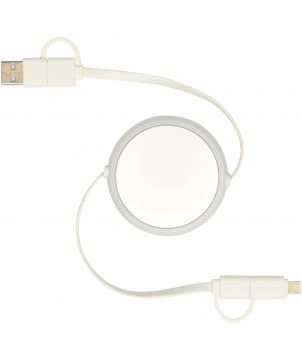Câble rétractable 5 en 1 100 cm en aluminium et plastique recyclés personnalisé Alasia 45 W Accessoires de téléphonie publici...