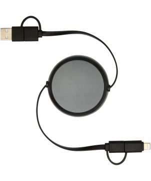 Câble rétractable 5 en 1 100 cm en aluminium et plastique recyclés personnalisé Alasia 45 W Accessoires de téléphonie publici...