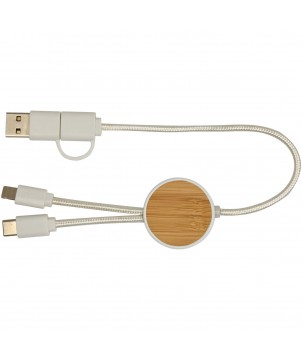 Accessoires de téléphonie - Câble 5 en 1 Chechia en plastique recyclé de 30 cm pour la synchronisation des données et la charge rapide de 27 W avec détails  | PRINTECOM