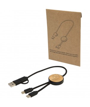 Accessoires de téléphonie - Câble 5 en 1 Chechia en plastique recyclé de 30 cm pour la synchronisation des données et la charge rapide de 27 W avec détails  | PRINTECOM