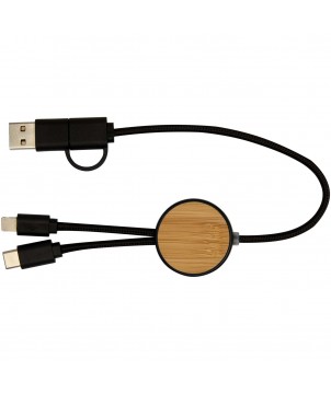 Accessoires de téléphonie - Câble 5 en 1 Chechia en plastique recyclé de 30 cm pour la synchronisation des données et la charge rapide de 27 W avec détails  | PRINTECOM