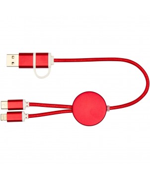 Accessoires de téléphonie - Câble 5 en 1 Alasia en aluminium et plastique recyclés de 30 cm pour la synchronisation des données et la charge rapide de 27 W | PRINTECOM