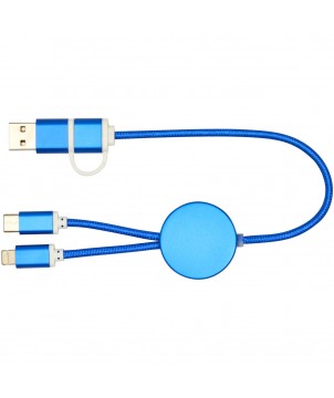 Accessoires de téléphonie - Câble 5 en 1 Alasia en aluminium et plastique recyclés de 30 cm pour la synchronisation des données et la charge rapide de 27 W | PRINTECOM