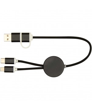 Accessoires de téléphonie - Câble 5 en 1 Alasia en aluminium et plastique recyclés de 30 cm pour la synchronisation des données et la charge rapide de 27 W | PRINTECOM