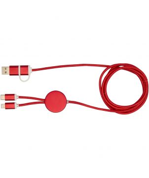 Câble 5 en 1 150 cm en aluminium et plastique recyclés personnalisé Alasia 27 W