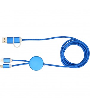 Accessoires de téléphonie - Câble 5 en 1 Alasia en aluminium et plastique recyclés de 150 cm pour la synchronisation des données et la charge rapide de 27 W | PRINTECOM