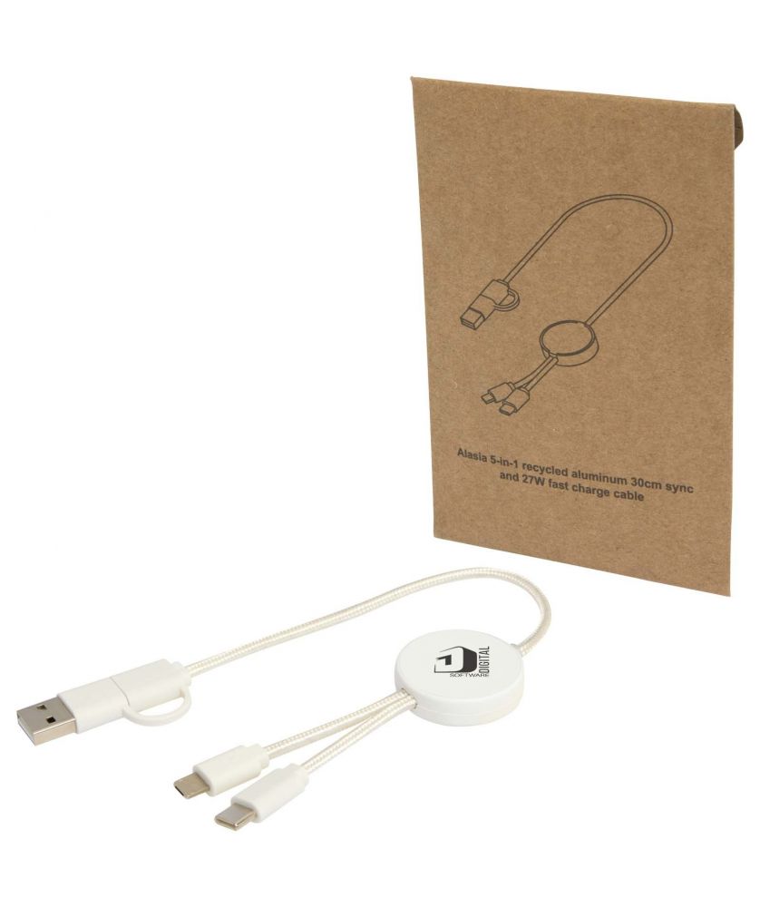 Câble 5 en 1 30 cm en plastique recyclé personnalisé Citala 27 W Accessoires de téléphonie publicitaire
