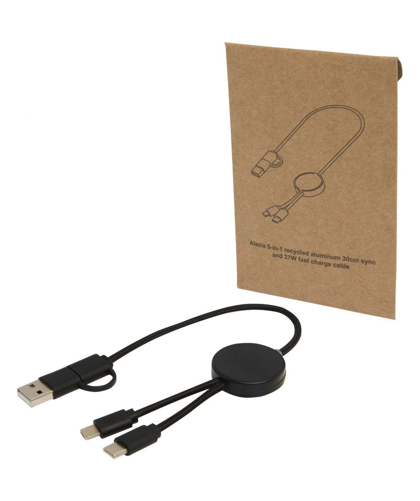 Câble 5 en 1 30 cm en plastique recyclé personnalisé Citala 27 W Accessoires de téléphonie publicitaire