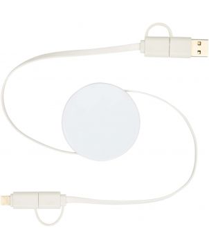 Câble rétractable 5 en 1 90 cm en plastique recyclé personnalisé Citala 40 W Accessoires de téléphonie publicitaire