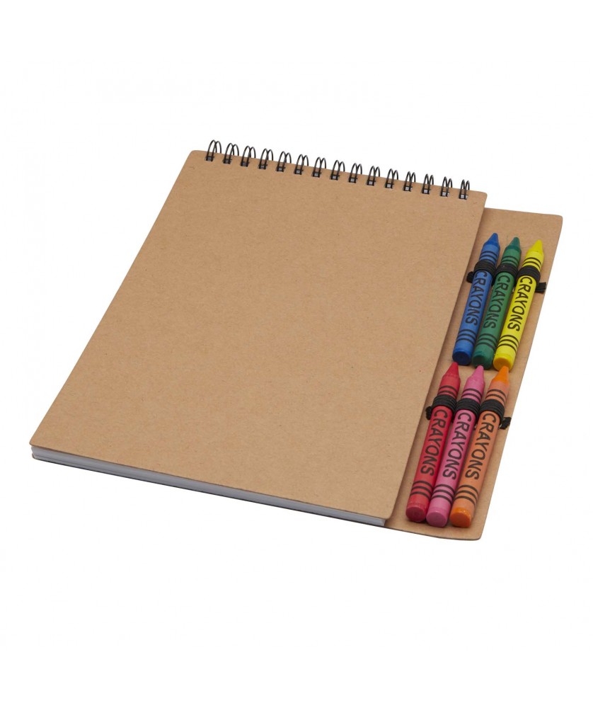 Carnets - Carnet de notes à spirales Doodle A5 à couverture souple et set de crayons gras | PRINTECOM